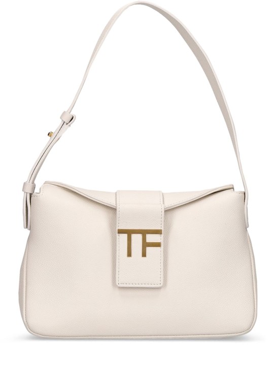 Tom Ford: Mini TF grain leather shoulder bag - Chalk - women_0 | Luisa Via Roma