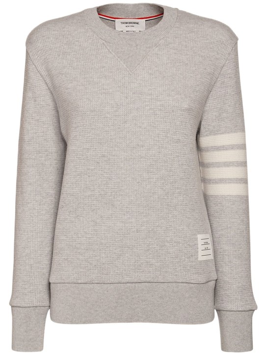Thom Browne: Cashmere & wool knit textured sweater - women_0 | Luisa Via Roma