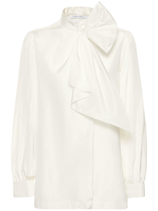 Alberta Ferretti: Silk blend taffeta shirt w/ bow - women_0 | Luisa Via Roma