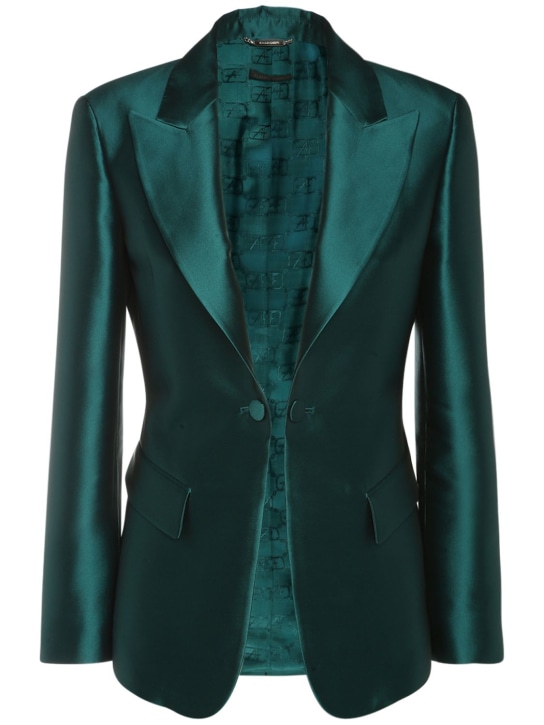 Alberta Ferretti: Mikado silk blend blazer - women_0 | Luisa Via Roma