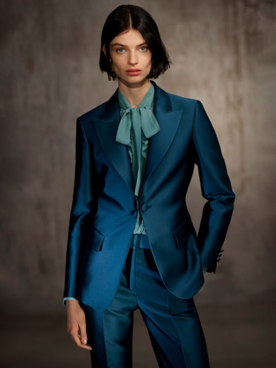 Alberta Ferretti: Mikado silk blend blazer - women_1 | Luisa Via Roma