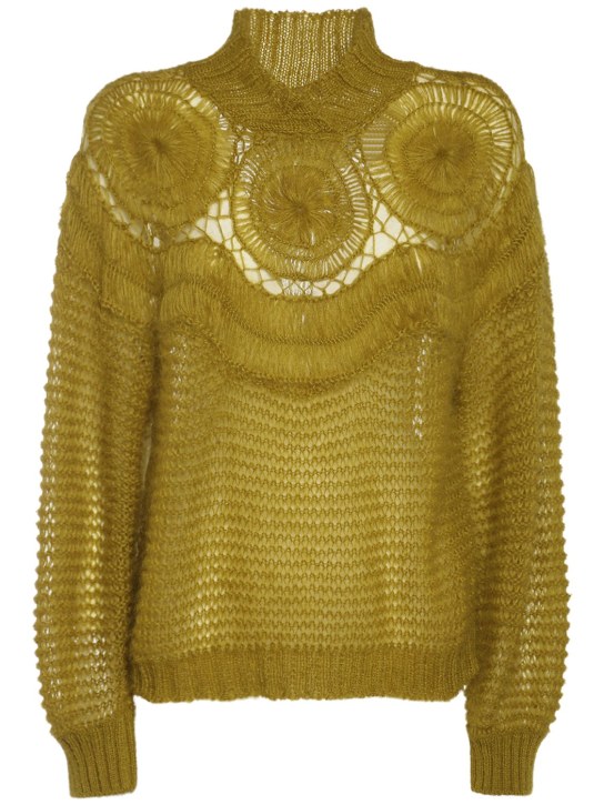 Alberta Ferretti: Woven mohair blend turtleneck sweater - women_0 | Luisa Via Roma
