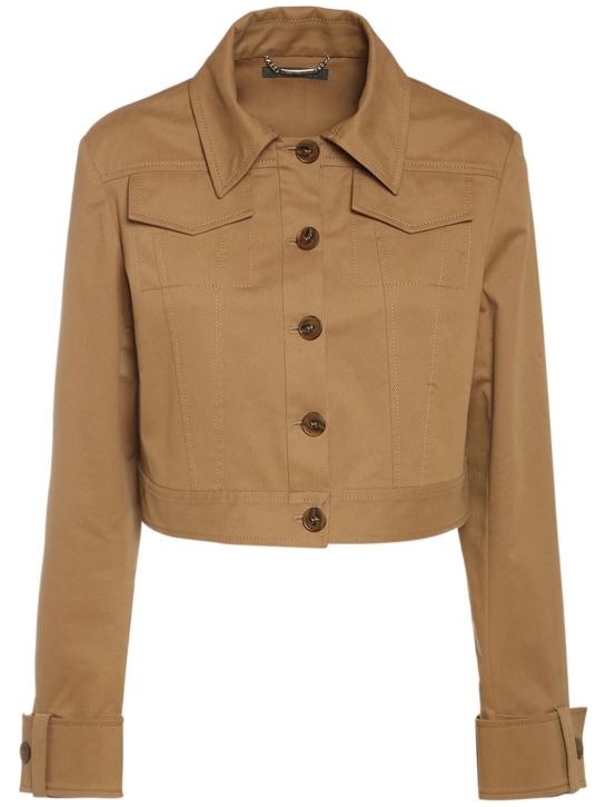 Alberta Ferretti: Cropped cotton blend gabardine jacket - women_0 | Luisa Via Roma