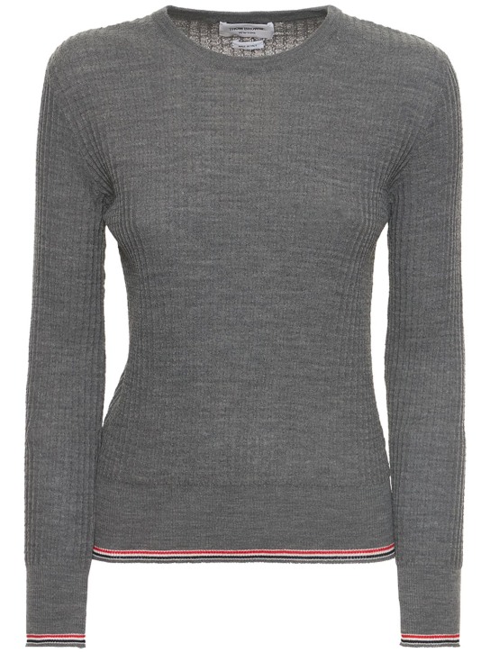 Thom Browne: Baby wool blend rib knit sweater - women_0 | Luisa Via Roma
