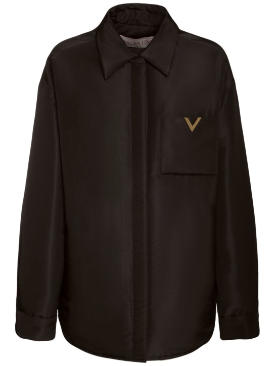 Valentino: Giacca oversize imbottita in faille di seta - Nero - women_0 | Luisa Via Roma