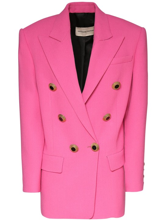 Alexandre Vauthier: Veste oversize en laine à double boutonnage - Rose/Fuchsia - women_0 | Luisa Via Roma