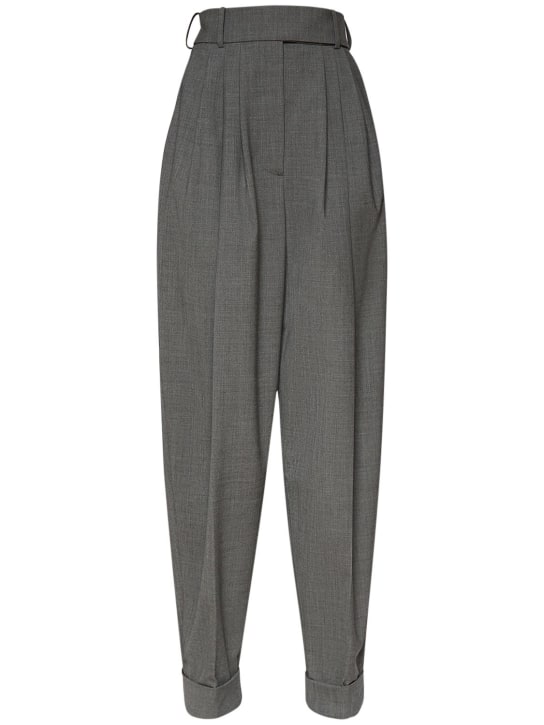 Alexandre Vauthier: Cold wool blend high rise wide pants - Grey - women_0 | Luisa Via Roma