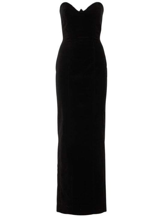 Alexandre Vauthier: Vestito in velluto di cotone con cristalli - Nero - women_0 | Luisa Via Roma