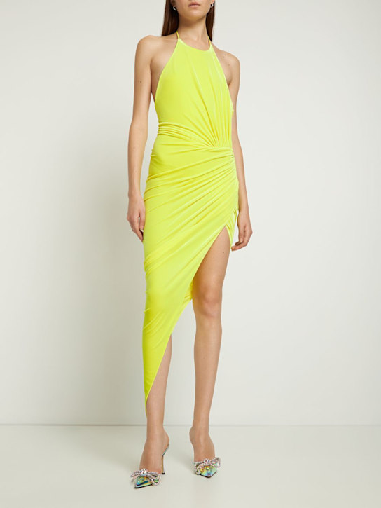 Alexandre Vauthier: Asymmetric velvet midi halter dress - Yellow - women_1 | Luisa Via Roma