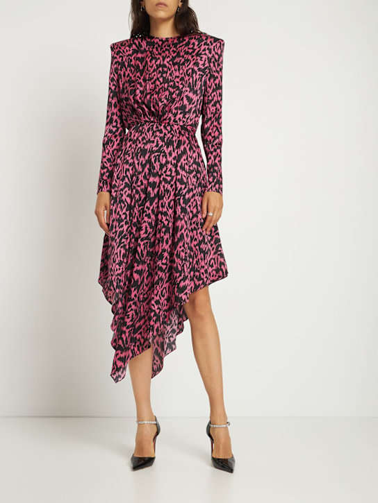 Alexandre Vauthier: Leo printed silk charmeuse midi dress - Pink/Black - women_1 | Luisa Via Roma