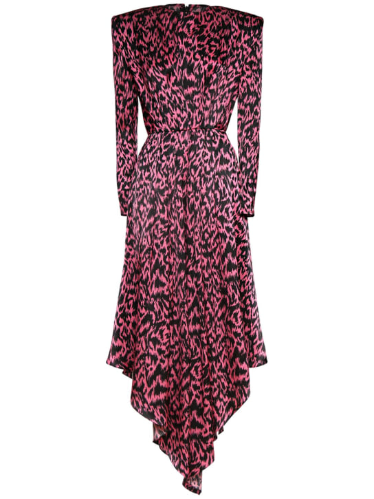Alexandre Vauthier: Leo printed silk charmeuse midi dress - Pink/Black - women_0 | Luisa Via Roma