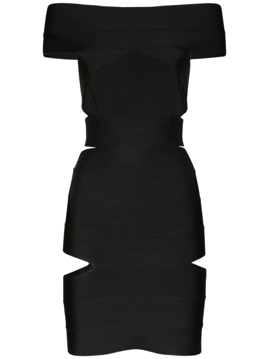Alexandre Vauthier: Bonded stretch viscose mini dress - Black - women_0 | Luisa Via Roma