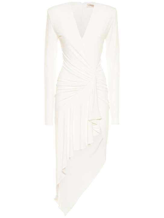 Alexandre Vauthier: Fluid viscose v neck long dress - Off-White - women_0 | Luisa Via Roma