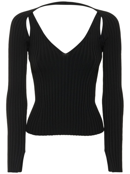 SIMKHAI: Sylvie 컴팩트 골지 스트레치 탑 - 블랙 - women_0 | Luisa Via Roma