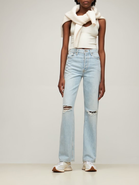 RE/DONE: 90S High-rise distressed loose jeans - Bleached Blue - women_1 | Luisa Via Roma