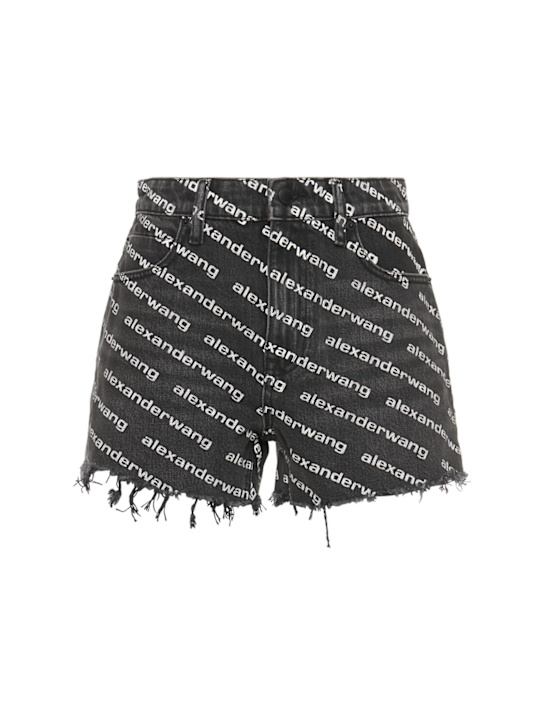 Alexander Wang: Bite logo cotton denim shorts - women_0 | Luisa Via Roma