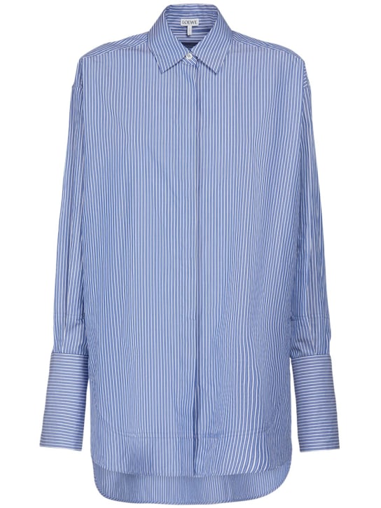 Loewe: Striped cotton poplin oversize shirt - women_0 | Luisa Via Roma