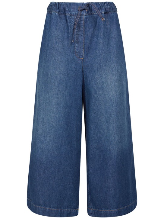 Loewe: Jeans cortos anchos de denim de algodón - women_0 | Luisa Via Roma