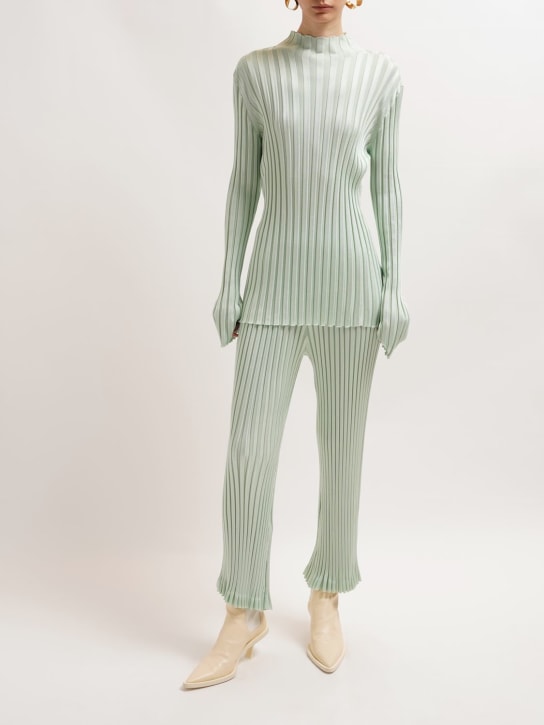 Jil Sander: Pleated viscose jersey pants - Mint - women_1 | Luisa Via Roma
