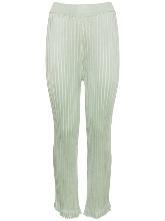 Jil Sander: Pleated viscose jersey pants - Mint - women_0 | Luisa Via Roma