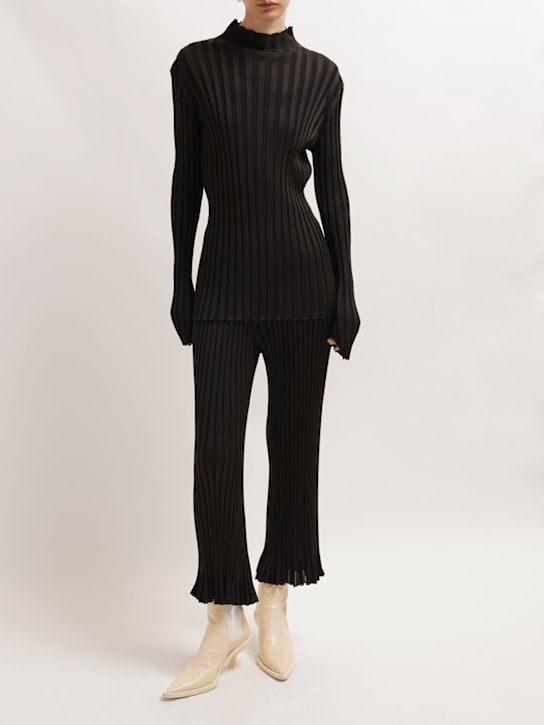 Jil Sander: Pantalon en jersey de viscose à plis - Dark Chocolate - women_1 | Luisa Via Roma