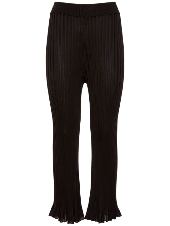 Jil Sander: Pantalon en jersey de viscose à plis - Dark Chocolate - women_0 | Luisa Via Roma