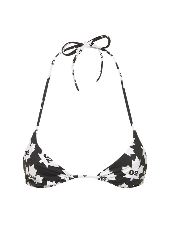 Dsquared2: Maple logo triangle bikini top - White/Black - women_0 | Luisa Via Roma