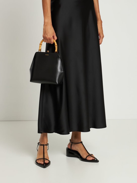 Jil Sander: Small Goji square frame leather bag - Black - women_1 | Luisa Via Roma