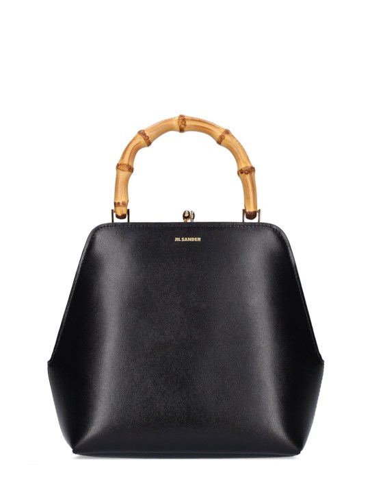 Jil Sander: Small Goji square frame leather bag - Siyah - women_0 | Luisa Via Roma