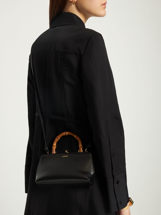 Jil Sander: Mini Goji leather top handle bag - Black - women_1 | Luisa Via Roma