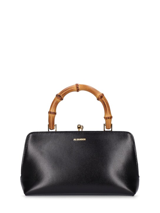 Jil Sander: Mini Goji leather top handle bag - Black - women_0 | Luisa Via Roma