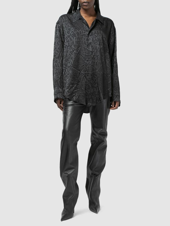 Balenciaga: Minimal jacquard silk shirt - Black - women_1 | Luisa Via Roma