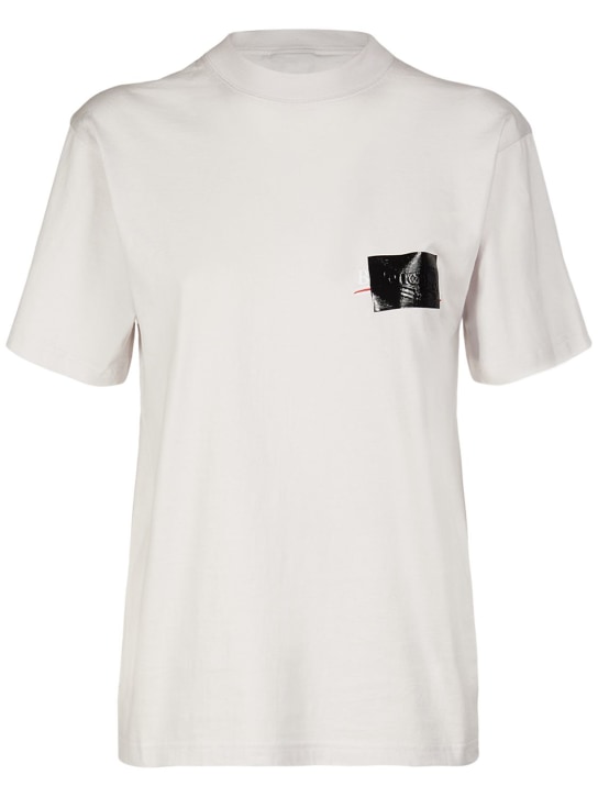 Balenciaga: T-shirt in cotone - Ecru/Nero - women_0 | Luisa Via Roma