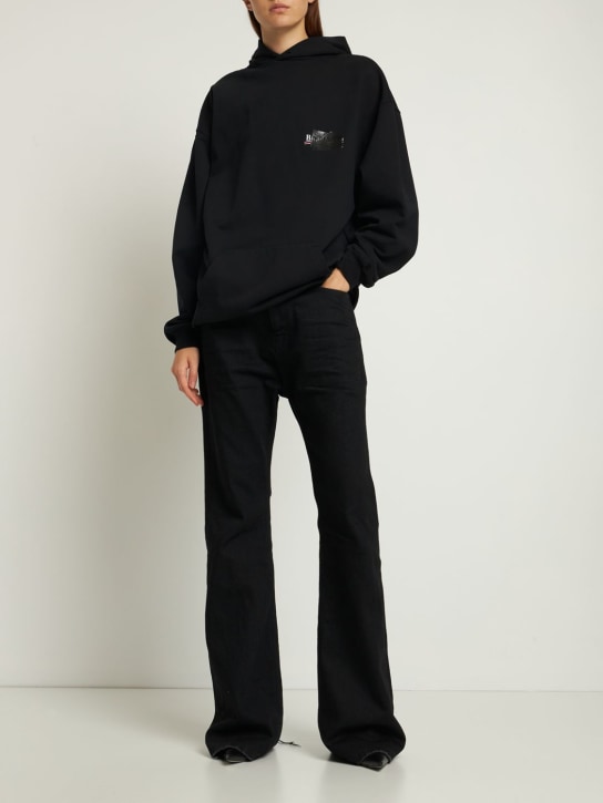 Balenciaga: Medium fit cotton sweatshirt - Siyah/Beyaz - women_1 | Luisa Via Roma