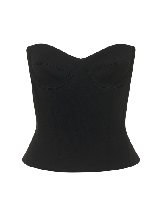 Balenciaga: 抹胸粘胶纤维上衣 - 黑色 - women_0 | Luisa Via Roma
