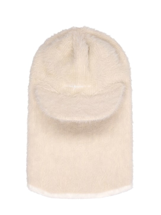 Jacquemus: La Cagoule Casquette plush balaclava hat - Off-White - women_0 | Luisa Via Roma