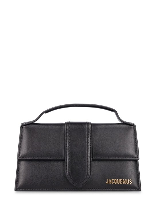 Jacquemus: Le Grand Bambino leather top handle bag - Black - women_0 | Luisa Via Roma