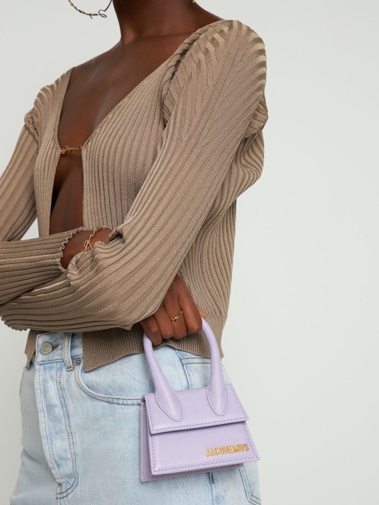 Jacquemus: Le Chiquito leather top handle bag - Lilac - women_1 | Luisa Via Roma
