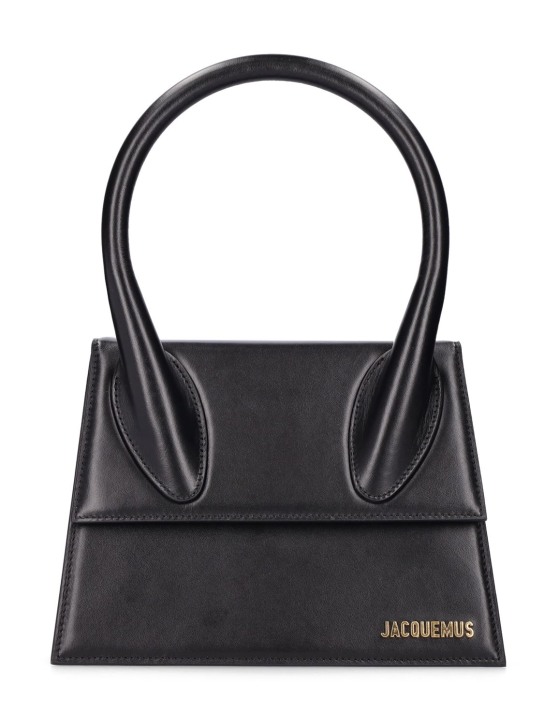 Jacquemus: Le Grand Chiquito leather top handle bag - Siyah - women_0 | Luisa Via Roma