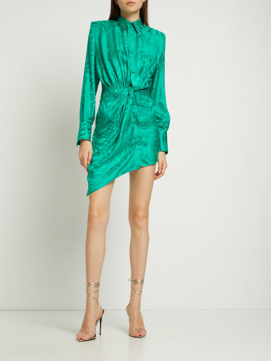 Giuseppe Di Morabito: 粘胶纤维提花迷你连衣裙 - 绿色 - women_1 | Luisa Via Roma