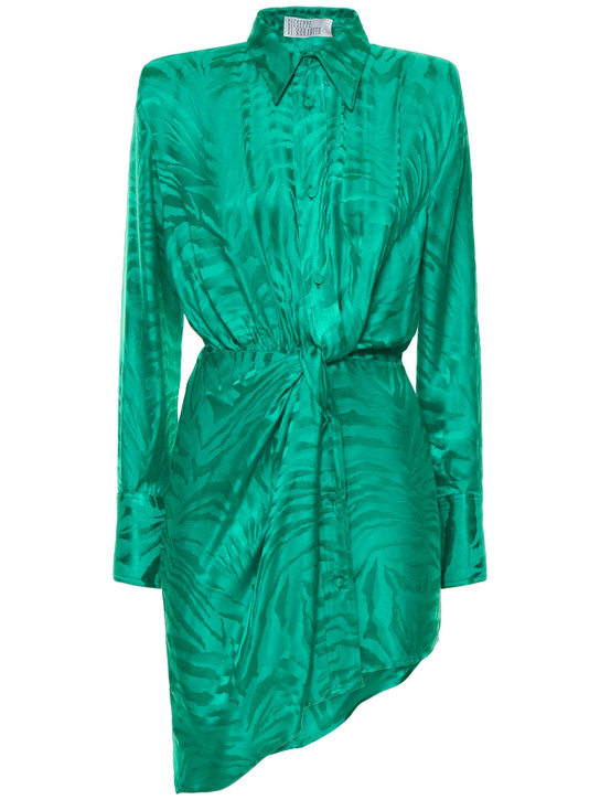 Giuseppe Di Morabito: 粘胶纤维提花迷你连衣裙 - 绿色 - women_0 | Luisa Via Roma