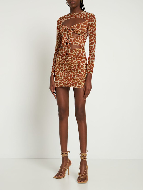 Giuseppe Di Morabito: シルクジョーゼットミニドレス - ブラウン/マルチカラー - women_1 | Luisa Via Roma