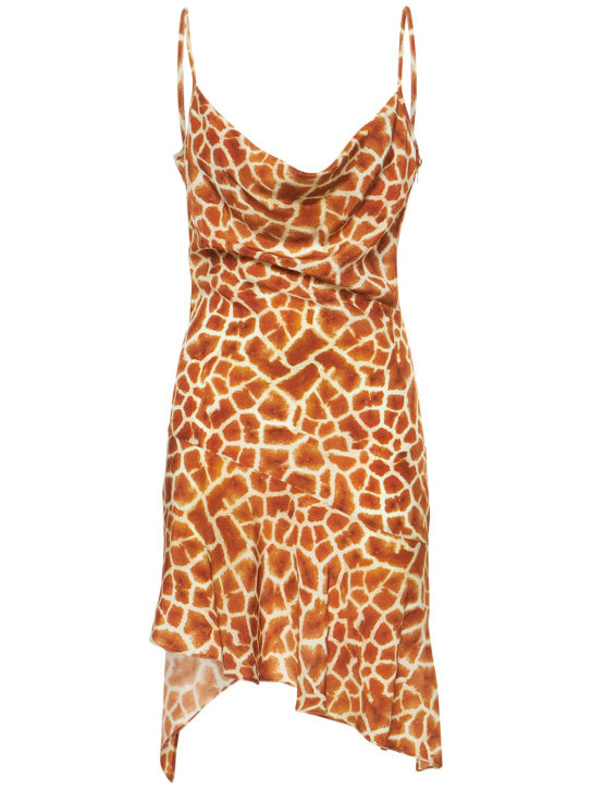 Giuseppe Di Morabito: Printed silk georgette mini dress - Brown/Multi - women_0 | Luisa Via Roma