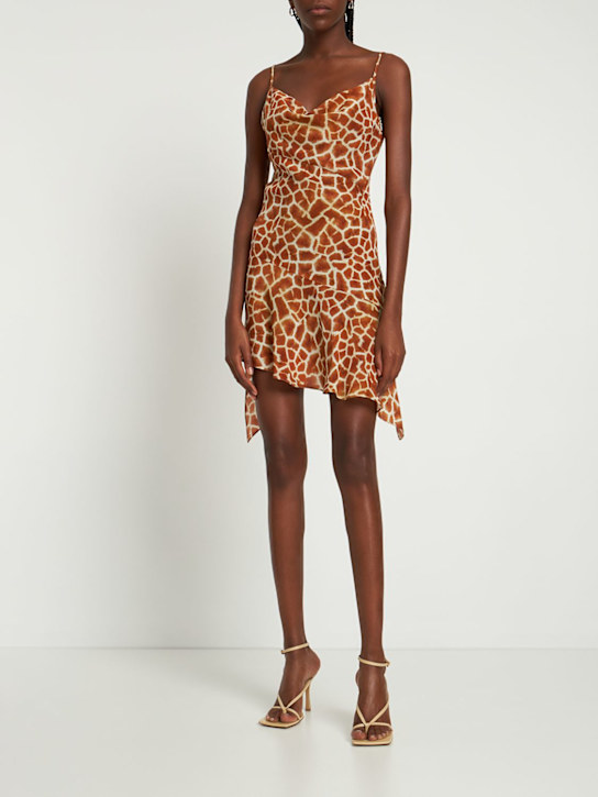 Giuseppe Di Morabito: Printed silk georgette mini dress - Brown/Multi - women_1 | Luisa Via Roma