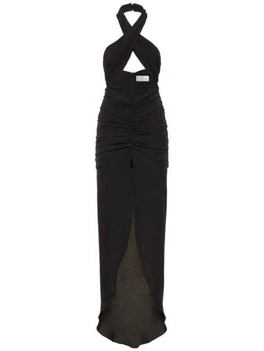 Giuseppe Di Morabito: Crepe de chine cut out long dress - Black - women_0 | Luisa Via Roma