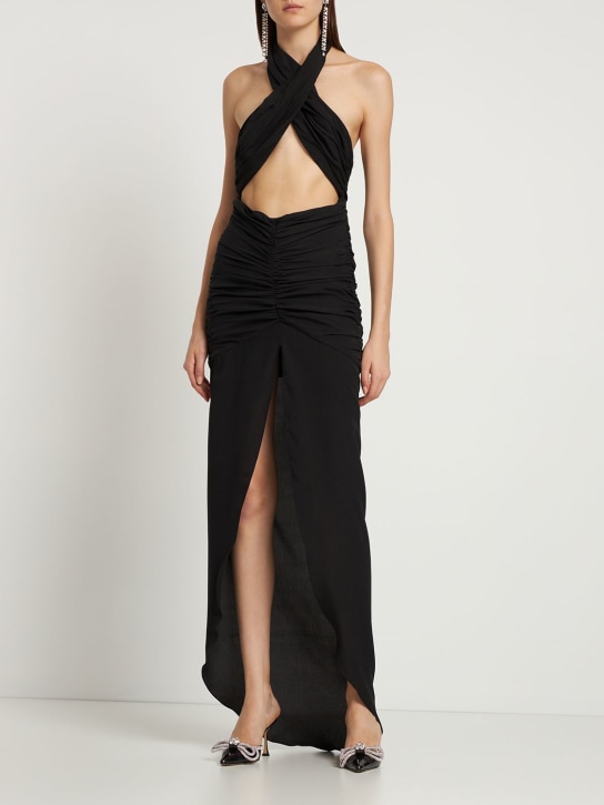 Giuseppe Di Morabito: Crepe de chine cut out long dress - Black - women_1 | Luisa Via Roma