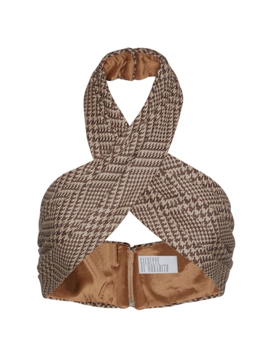 Giuseppe Di Morabito: Crop top principe di galles - Marrone/Multi - women_0 | Luisa Via Roma