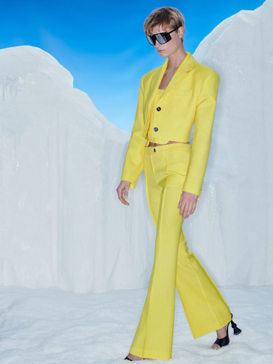 Giuseppe Di Morabito: Pantaloni svasati leggeri in lana - Giallo - women_1 | Luisa Via Roma