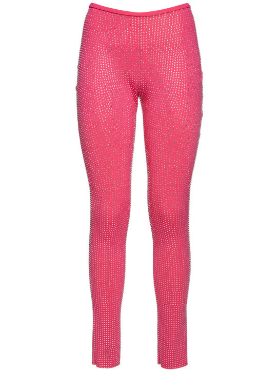 Giuseppe Di Morabito: Embellished stretch Lycra leggings - Pink - women_0 | Luisa Via Roma