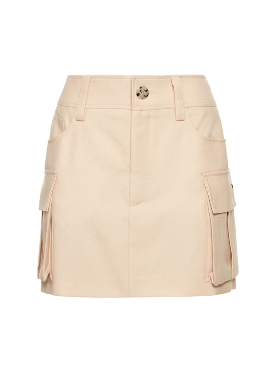 Giuseppe Di Morabito: 轻量羊毛迷你短裙 - 米黄色 - women_0 | Luisa Via Roma